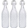 3x Glazen decoratie flessen transparant met beugeldop 1000 ml - Drinkflessen