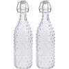 2x Glazen decoratie flessen transparant met beugeldop 1000 ml - Drinkflessen