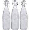 3x Glazen decoratie flessen transparant met beugeldop 1000 ml - Drinkflessen