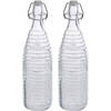 2x Glazen decoratie flessen transparant met beugeldop 1000 ml - Drinkflessen