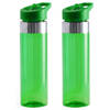 Set van 2x stuks drinkfles/waterfles/sport bidon groen kunststof 650 ml - Drinkflessen