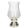 Craquele glazen kaarsenhouder voor theelichtjes/waxinelichtjes met zilveren voet 24 cm - Waxinelichtjeshouders