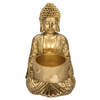 Decoratie boeddha beeldje met theelichthouder goud zittend 14 cm - Waxinelichtjeshouders