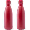 2x Stuks Rvs waterfles/drinkfles rood met schroefdop 790 ml - Drinkflessen
