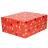 1x Rollen inpakpapier/cadeaupapier Kerst print rood/gekleurde kerstbomen 250 x 70 cm luxe kwaliteit - Cadeaupapier