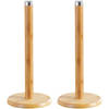 2x Keukenpapier houder bamboe hout 14 x 32 cm - Keukenrolhouders