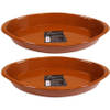 Set van 2x stuks tapas ovenschalen/serveerschalen ovaal terracotta Fontein 2.8 liter - Snack en tapasschalen