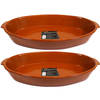 Set van 2x stuks tapas ovenschalen/serveerschalen ovaal terracotta Fontein 7 liter - Snack en tapasschalen