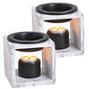 Geurbrander voor amberblokjes/geurolie/waxmelts - 2x - keramiek - wit - 10x10x10 cm - marmer - Geurbranders