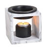 Geurbrander voor amberblokjes/geurolie/waxmelts - keramiek - wit - 10x10x10 cm - marmer - Geurbranders