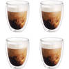 4x Koffieglazen/theeglazen dubbelwandig glas 300 ml - Koffie- en theeglazen