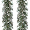 Set van 2x stuks kerst dennenslinger guirlandes groen met sneeuw 30 x 270 cm - Guirlandes