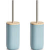 2x Wc-borstels met blauwe houder van polyresin 37,5 cm - Toiletborstels