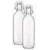 2x Limonadeflessen/waterflessen transparant 1 liter 28 cm - Weckpotten