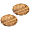 2x stuks houten broodplanken/serveerplanken rond met sapgroef 30 cm - Serveerplanken