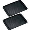 2x Zwarte dienbladen met anti-slip afwerking 26 x 35 cm - Dienbladen