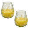 Geurkaars citronella - 2 x - in windlicht - glas - 10 cm - citrusgeur - geurkaarsen