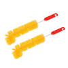 Set van 2x stuks kunststof radiatorborstels/verwarmingsborstels oranje/rood L-vorm 36 cm - plumeaus