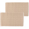 2x stuks badmatten/douchematten anti-slip beige vierkant patroon 69 x 39 cm - Badmatjes