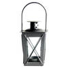 Zilveren tuin lantaarn/windlicht van ijzer 7,5 x 7,5 x 11 cm - Lantaarns