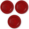 3x Ronde rode gevlochten onderzet borden/kaarsonderzetters 33 cm - Kaarsenplateaus