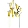 Gouden bruidstaart taarttopper Mr & Mrs 25 cm - Taartdecoraties