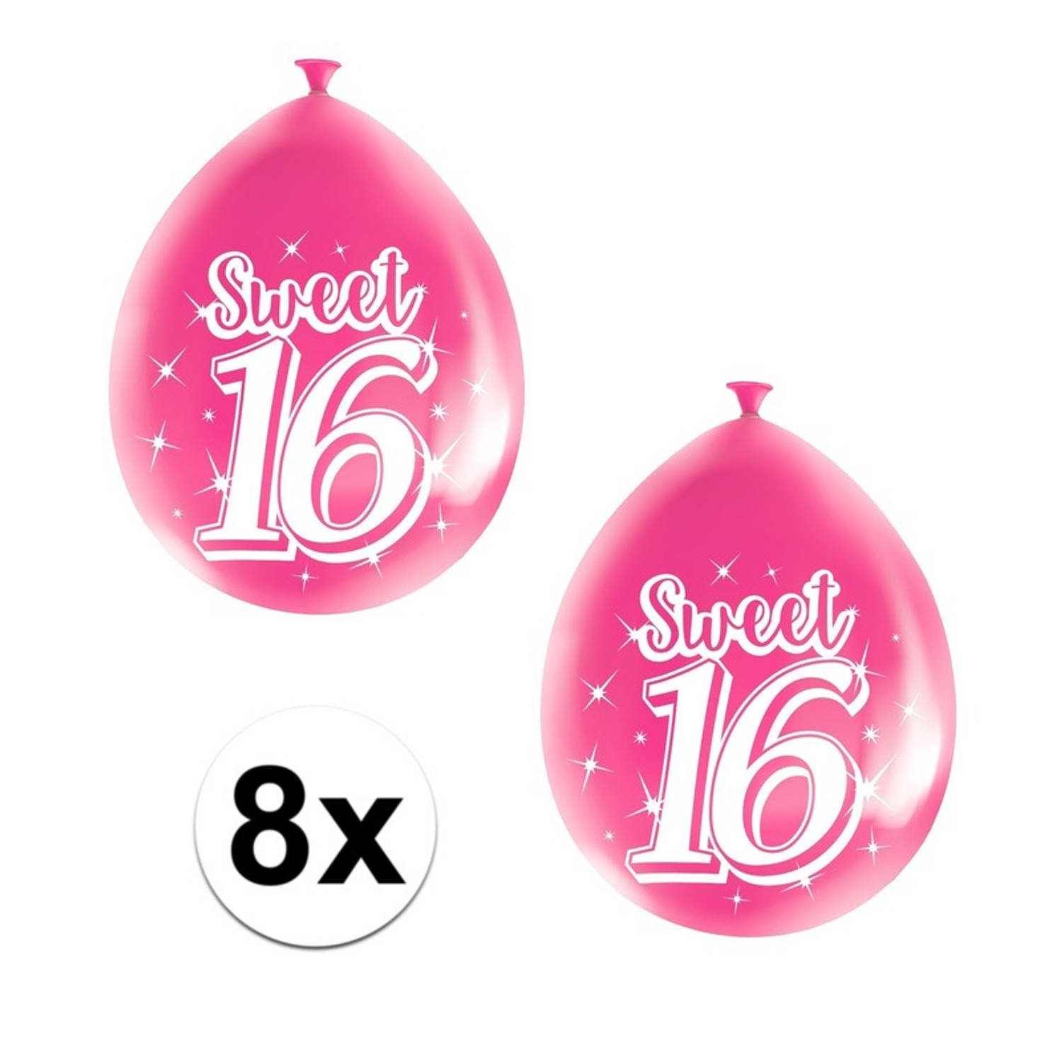 8x Roze Sweet 16 verjaardag ballonnen - Ballonnen