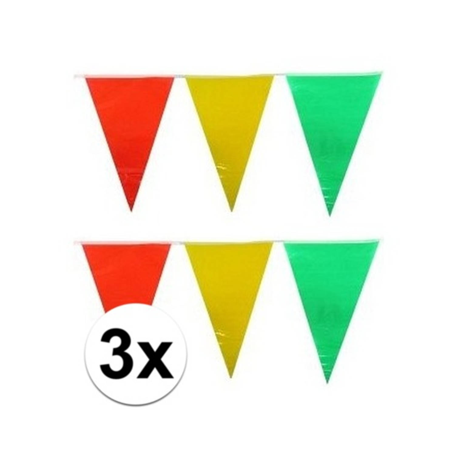 3x Plastic Vlaggenlijn Geel-rood-groen 10 Meter Vlaggenlijnen