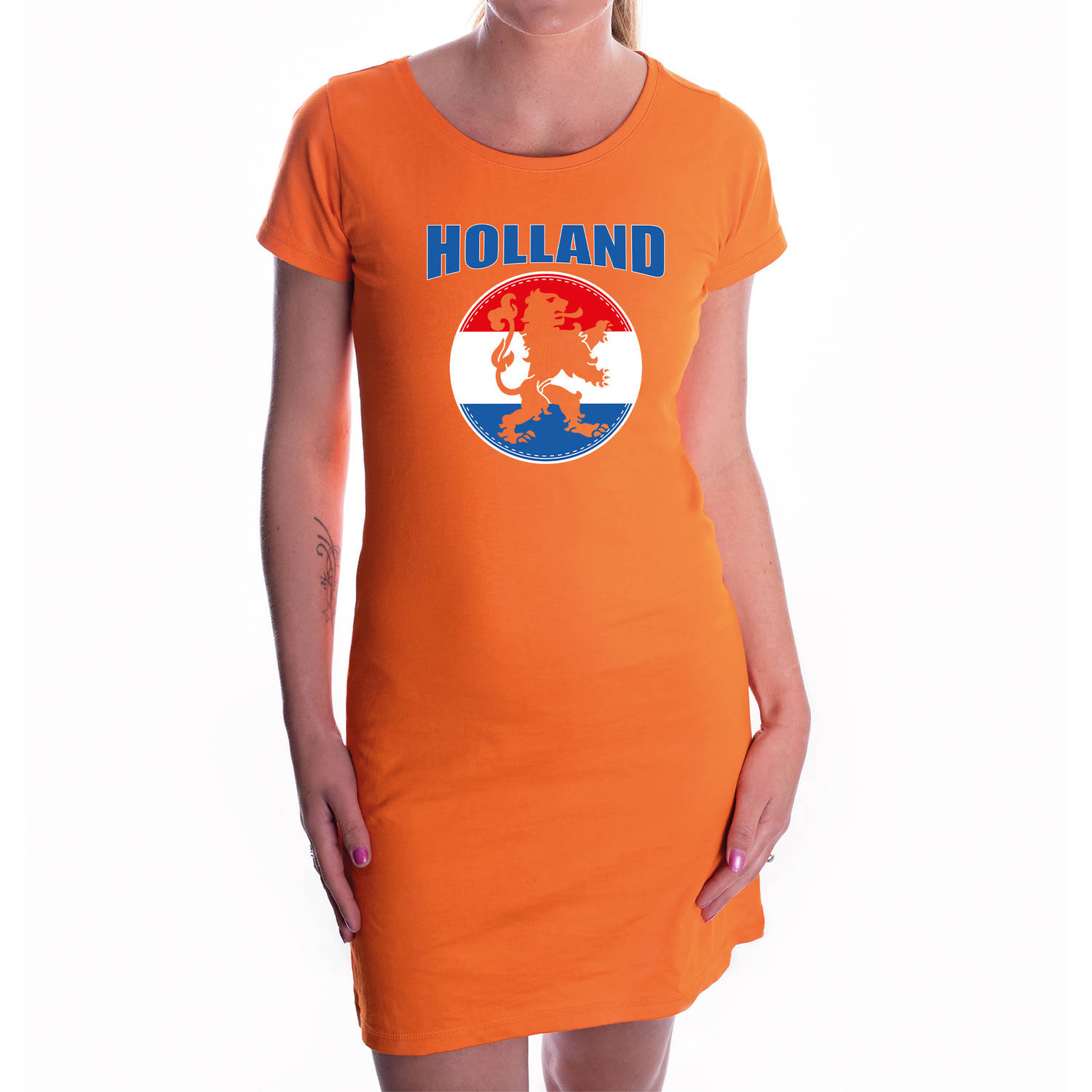 Oranje Fan Dress / Kleding Holland Met Oranje Leeuw Ek/ Wk Voor Dames S - Feestjurkjes
