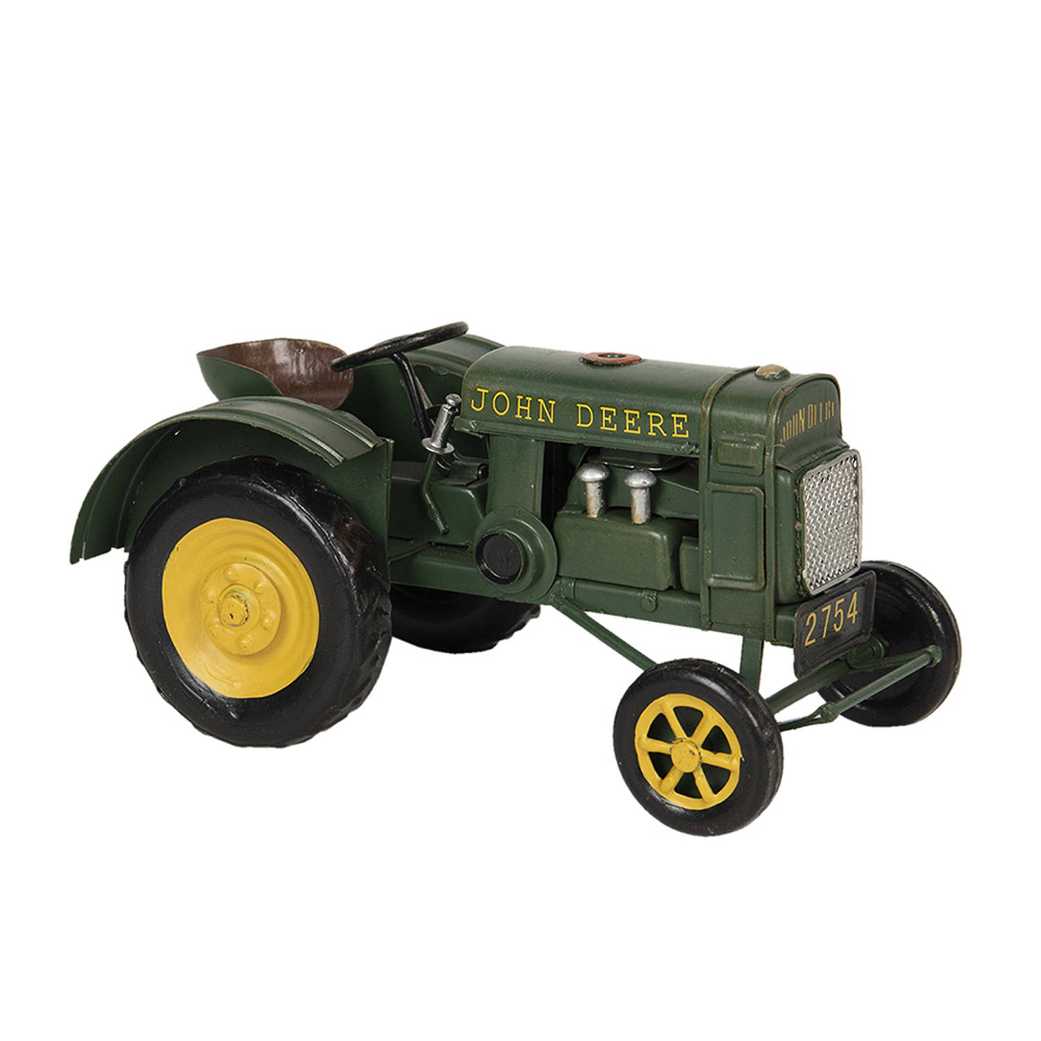 Clayre & Eef John Deere Traktor Licentie Tractor 18*9*9 cm Groen Metaal Miniatuur Tractor Decoratie Modeltractor