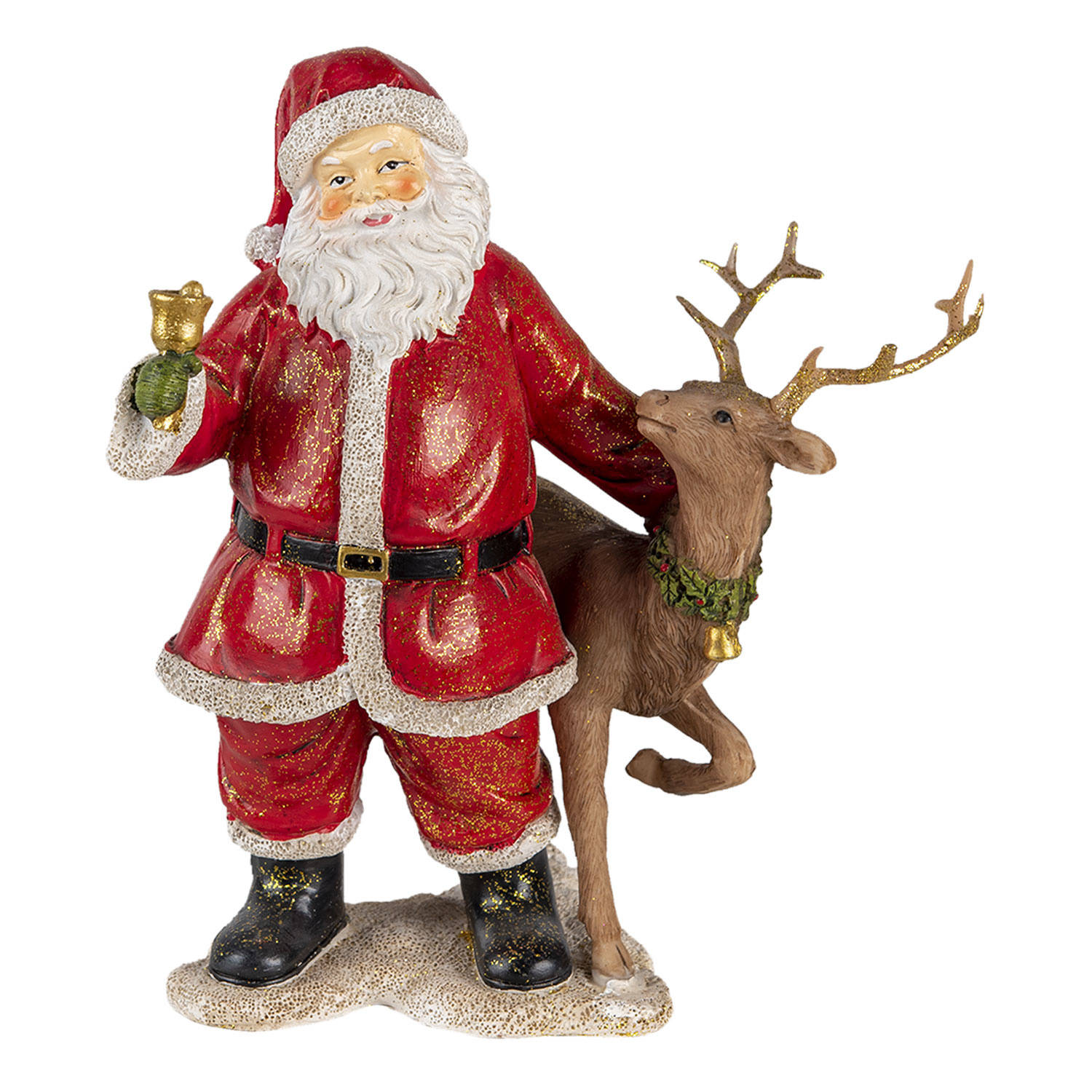 Clayre & Eef Kerstdecoratie Beeld Kerstman 19*11*20 Cm Rood Kunststof Decoratief Figuur Decoratieve 