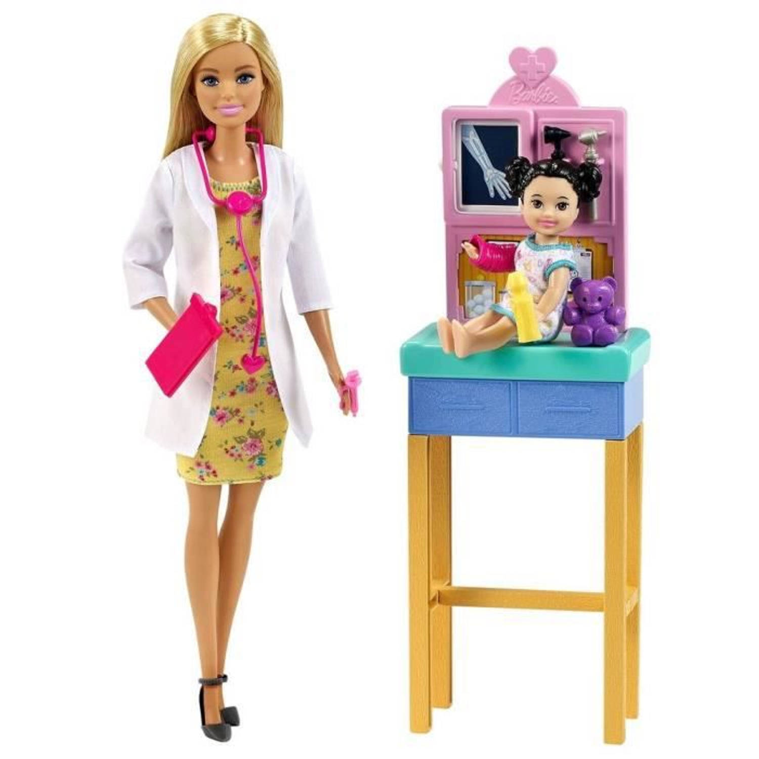 Barbie Professionele Barbie Doktersdoos Met Barbiepoppen En Patiënt En Medische Accessoires Modepop 