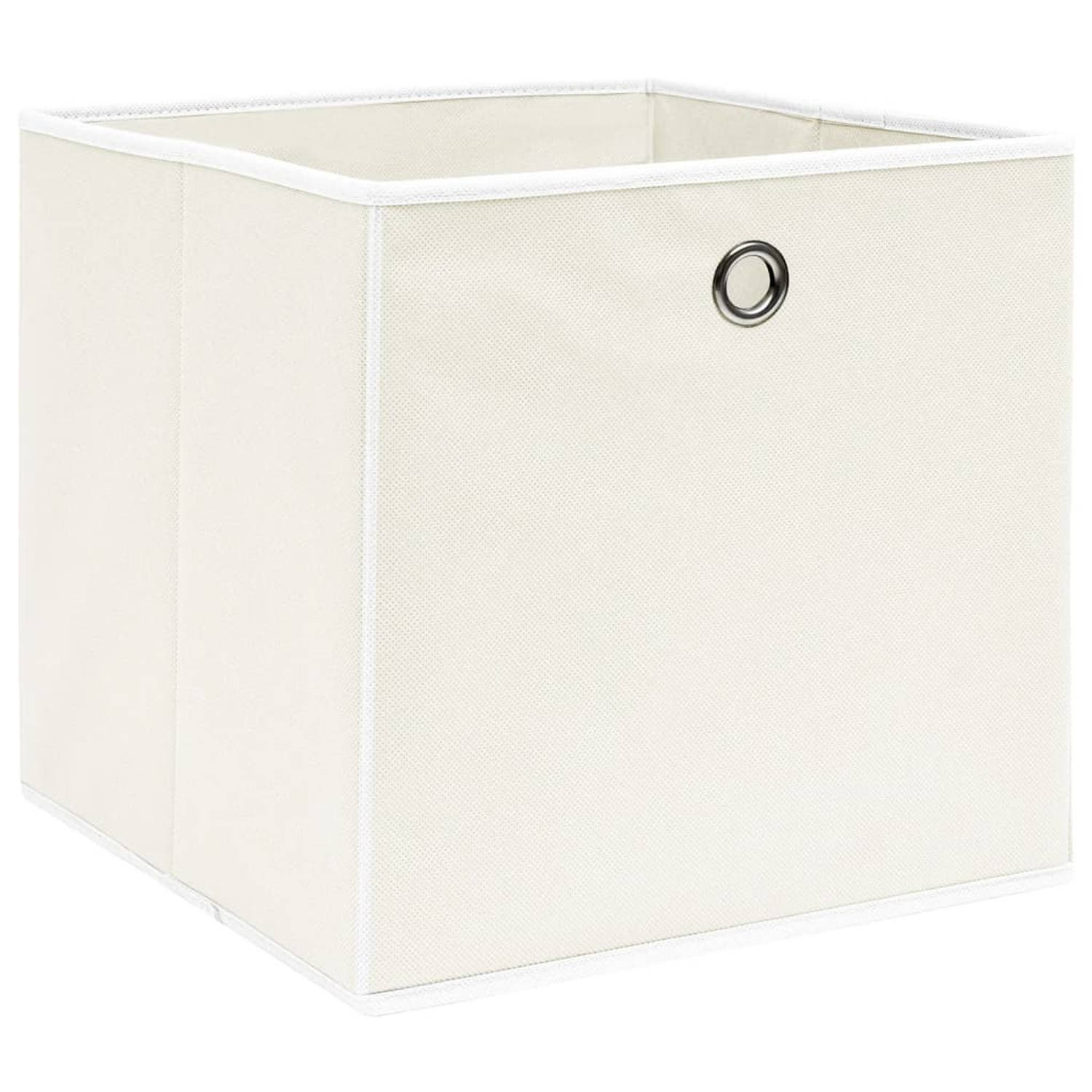 The Living Store Opbergboxen 4 st 32x32x32 cm stof wit - Opberger