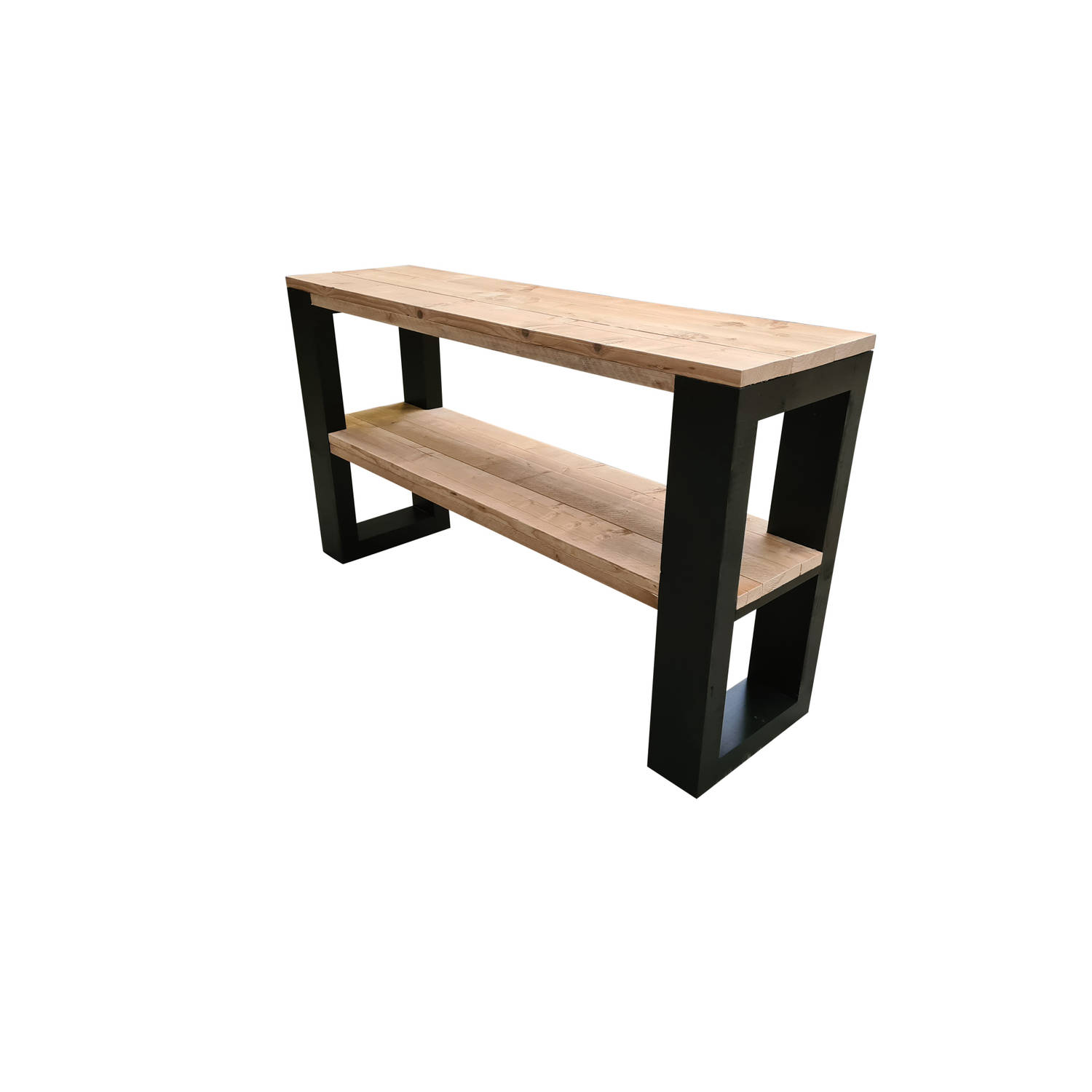 Wood4you Side Table New Orleans Steigerhout 160lx78hx38d Cm Zwart