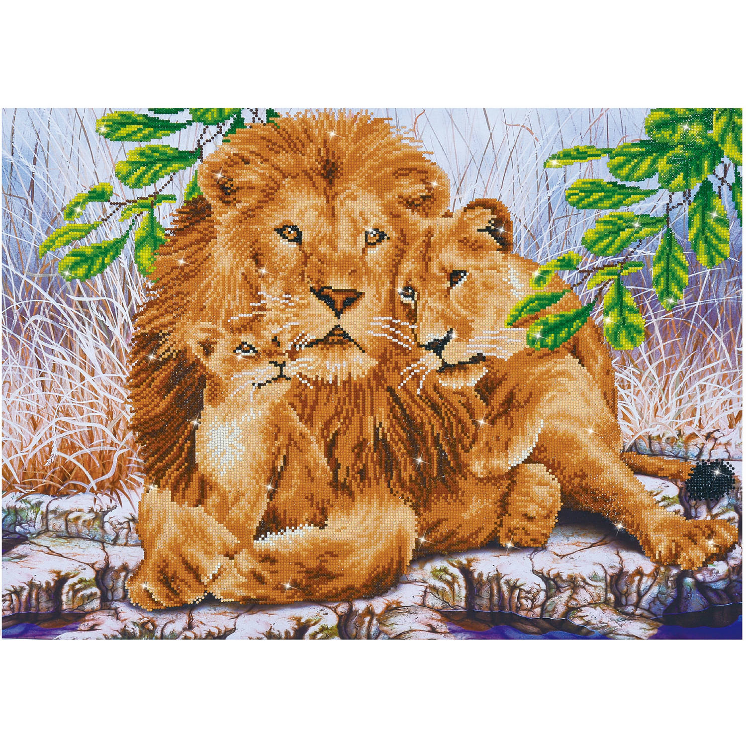 DIAMOND DOTZ Lion Family Diamond Painting, 30.236 Dotz, 76x55 cm