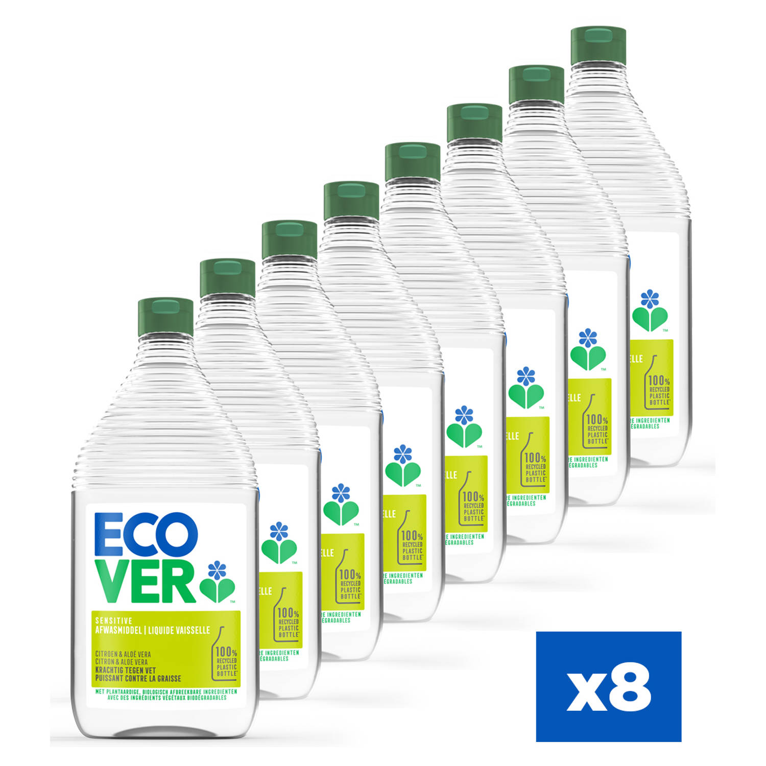 Ecover - Afwasmiddel - Citroen & Aloë Vera - Krachtig tegen vet - 8 x 950 ml - Voordeelverpakking