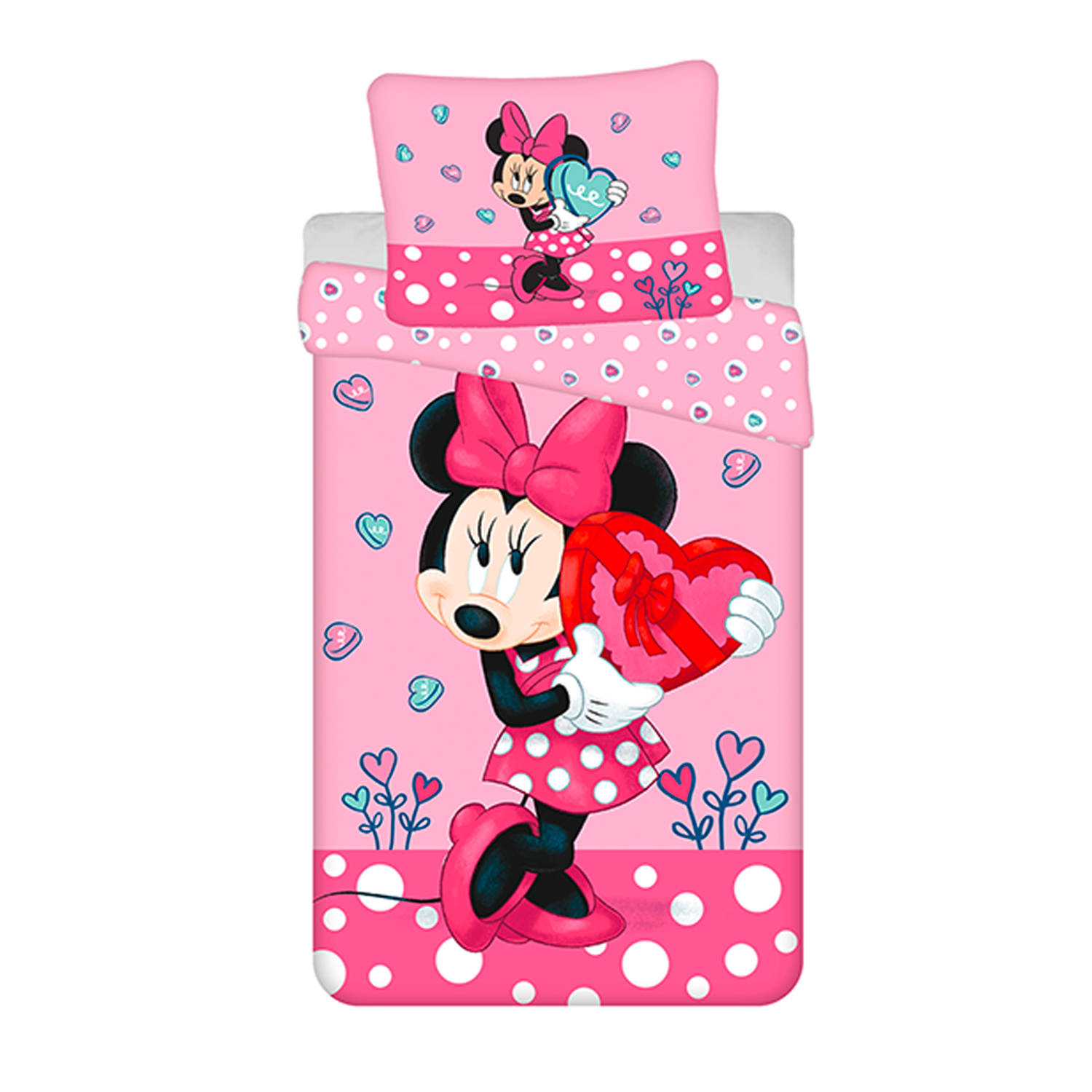 Disney Minnie Mouse Dekbedovertrek Heart - Eenpersoons - 140 x 200 cm - Katoen