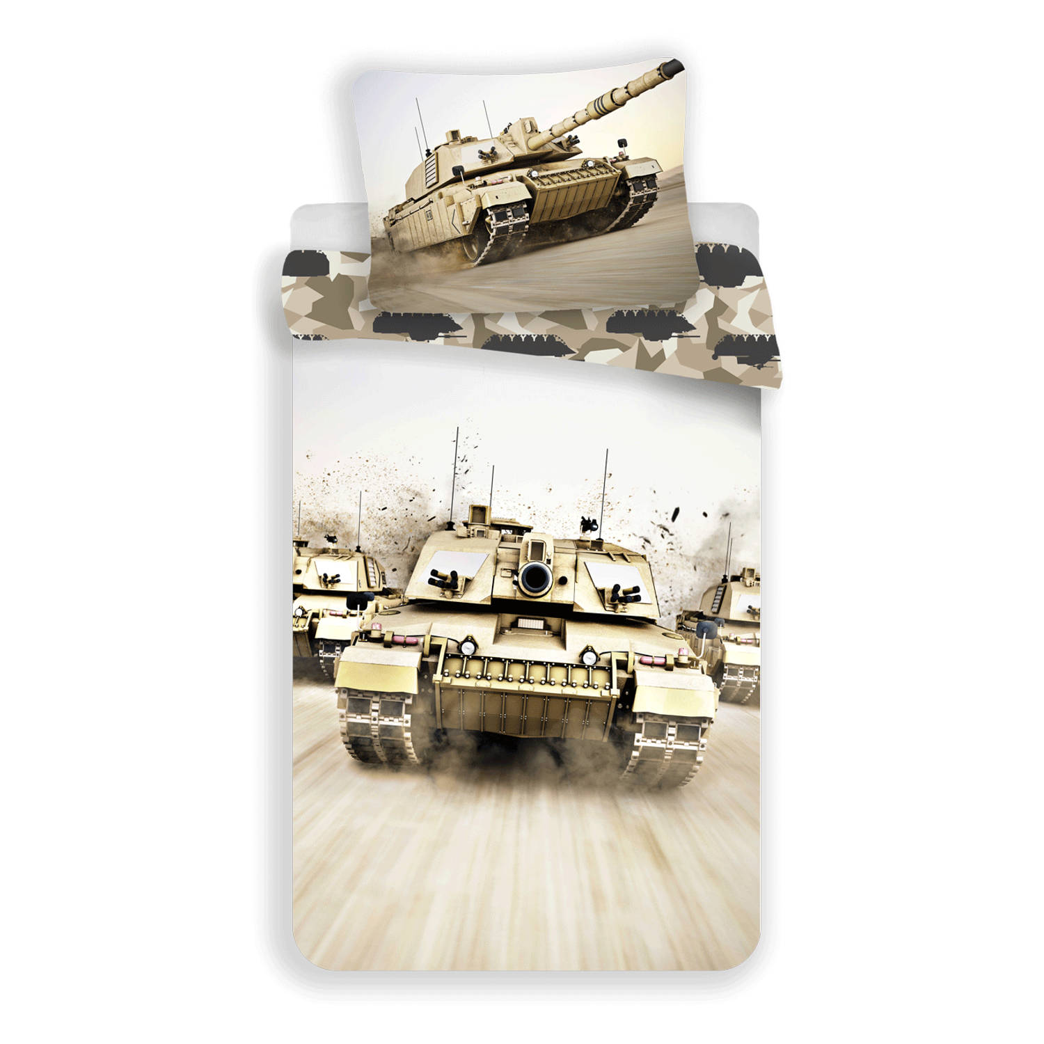 Tank Dekbedovertrek Camouflage - Eenpersoons - 140 X 200 Cm - Katoen