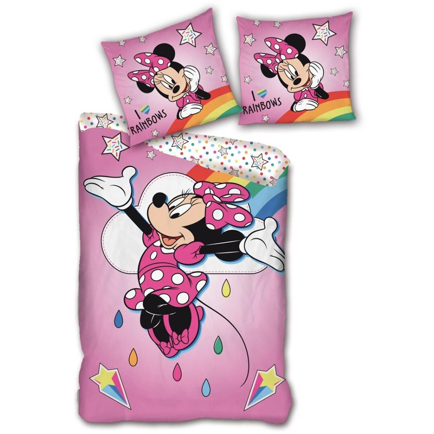 Disney Minnie Mouse Dekbedovertrek Rainbows - Eenpersoons - 140 x 200 - Polyester