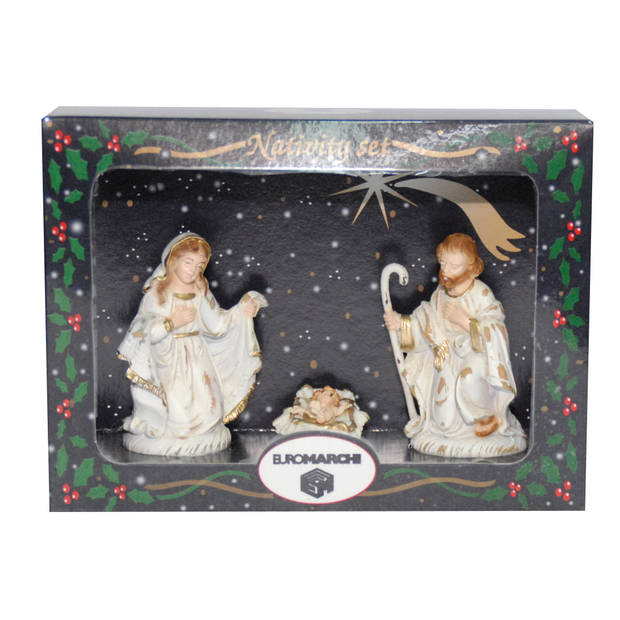 3 Stuks luxe kerststallen beelden/kerstbeelden in doos van 21 cm - Kerststallen