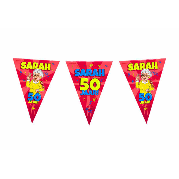 Vlaggenlijn 50 jaar Sarah versiering/decoratie 10 meter - Vlaggenlijnen