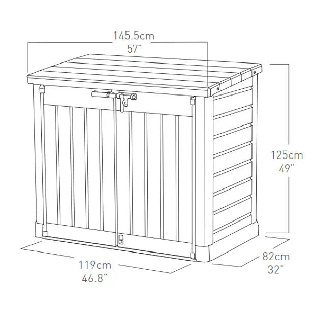 Keter Store It Out Max Opbergbox - 1200L - 145.5x82x125cm - Zwart/Grijs