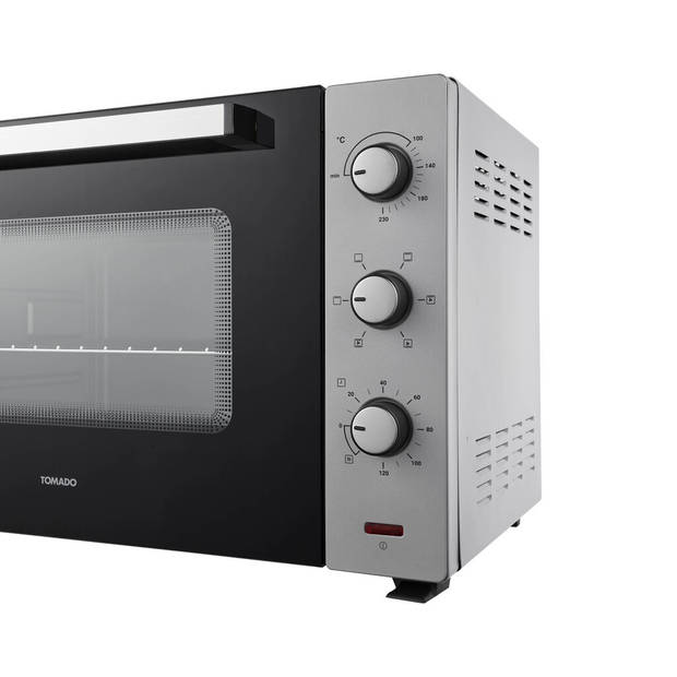Tomado TEO6000S - Vrijstaande oven - 60 Liter - 2000 Watt - Hetelucht - 4 insteekniveau's - Zilver