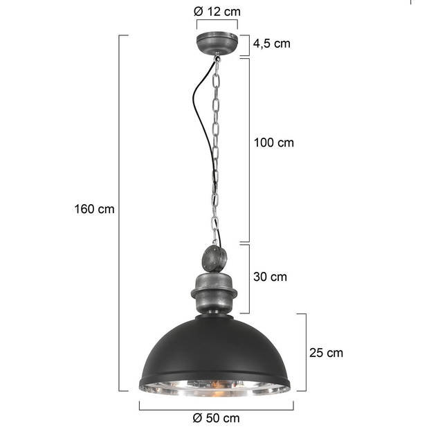 Mexlite Hanglamp Gaeve Ø 50 cm zwart