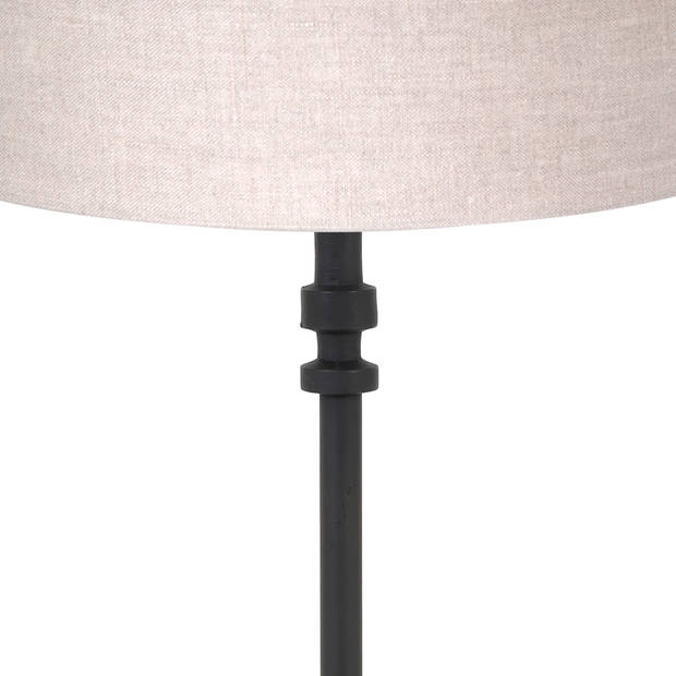 Light & Living Howell tafellamp zwart met beige kap