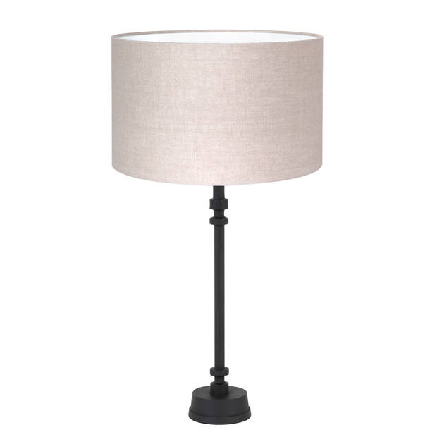 Light & Living Howell tafellamp zwart met beige kap