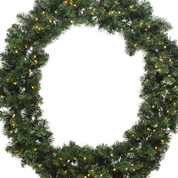 Decoris Kerstkrans - groen - warm witte verlichting - timer - 60 cm - Kerstkransen