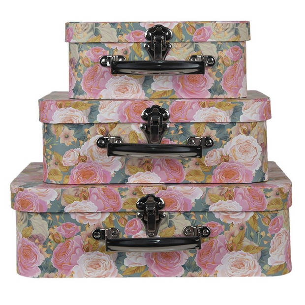 Clayre & Eef Roze Decoratie koffer (3) 30*22*10/25*19*9/20*16*8 cm 65015