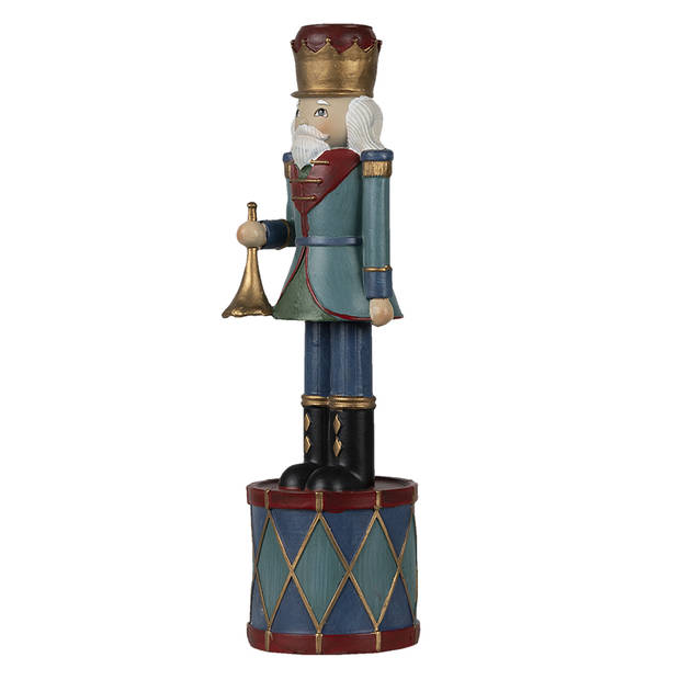 Clayre & Eef Kerstfiguur Notenkraker 26 cm Groen Blauw Kunststof Kerstgroep Groen Kerstgroep