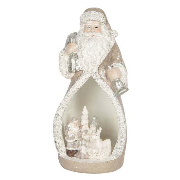 Clayre & Eef Cremekleurige Decoratie kerstman LED 8*7*17 cm 6PR3069